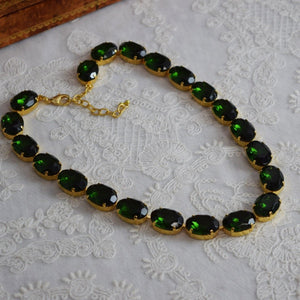 SALE! Tourmaline Green Collet Necklace - Large Oval