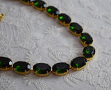 SALE! Tourmaline Green Collet Necklace - Large Oval