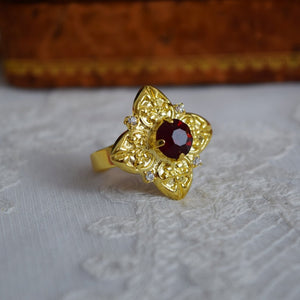 Renaissace Garnet Quatrefoil Ring