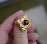 Renaissace Garnet Quatrefoil Ring