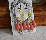 Coral Girandole Dangle Earrings - SALE