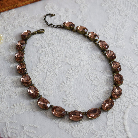 Antique Pink Collet Necklace - Large Oval - Sample Sale