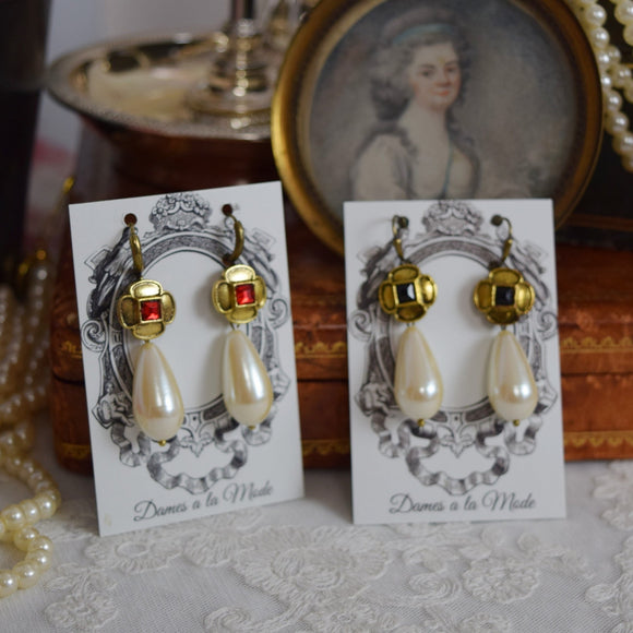 Renaissance Quatrefoil Pearl Earrings