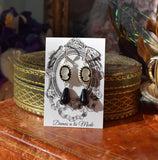 Black and White Cameo Earrings with Pearl Dangles
