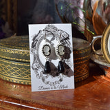 Black and White Cameo Earrings with Pearl Dangles