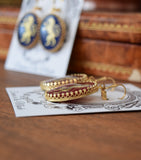 Lion Intaglio Earrings - Red or Blue - Extra Large Oval