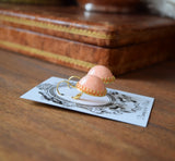 Coral Pink Crown-Set earrings - Large Oval