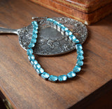 Aquamarine Blue Aurora Crystal Collet Necklace - Small Octagon