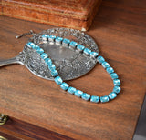 Aquamarine Blue Aurora Crystal Collet Necklace - Small Octagon