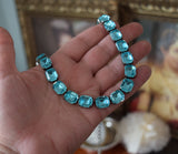 Aquamarine Blue Aurora Crystal Collet Necklace - Small Octagon