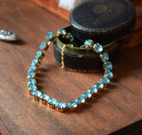 Aquamarine Blue Crystal Collet Necklace - Small Oval