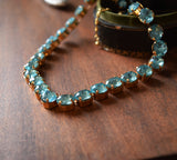 Aquamarine Blue Crystal Collet Necklace - Small Oval