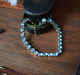 Aquamarine Blue Crystal Collet Necklace - Small Oval