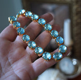 Aquamarine Blue Crystal Collet Necklace - Small Oval
