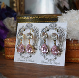 Blush Pink and Clear Crystal Teardrop Earrings