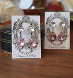 Blush Pink and Clear Crystal Teardrop Earrings