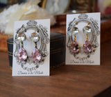 Blush Pink and Clear Crystal Teardrop Earrings