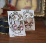 Blush Pink and Clear Crystal Teardrop Earrings