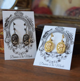 Metal Cameo Medallion Earrings