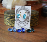Blue Crystal Earrings - Medium Oval