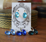 Blue Crystal Earrings - Medium Oval