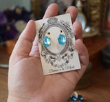 Blue Crystal Earrings - Medium Oval