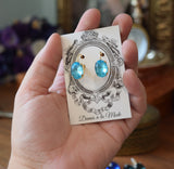 Blue Crystal Earrings - Medium Oval