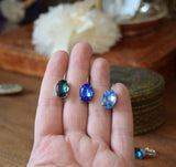 Blue Crystal Earrings - Medium Oval