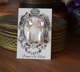 Blush Pink Crystal and Pearl Dangles - Medium Oval Stones, Large Pearls