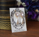 Blush Pink Crystal and Pearl Dangles - Medium Oval Stones, Large Pearls