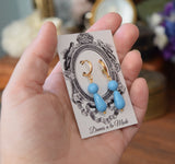 Turquoise teardrop 2-stone earrings