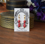Red "Coral" teardrop 2-stone earrings