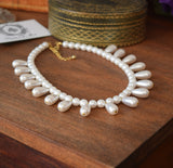 Pearl Dangle Necklace with Teardrops
