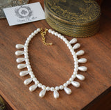 Pearl Dangle Necklace with Teardrops