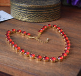 On Sale! Aurora Crystal Ruby Red Necklace - Tiny Round