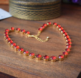 On Sale! Aurora Crystal Ruby Red Necklace - Tiny Round