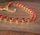 On Sale! Aurora Crystal Ruby Red Necklace - Tiny Round