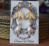 Caroline Murat Leaf and Pearl Earrings