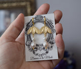 Caroline Murat Leaf and Pearl Earrings