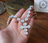 Moonstone Collet Necklace with Cross Pendant - Small Oval