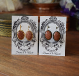 Goldstone Crown Earrings - Large Oval