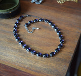 Violet Purple Aurora Crystal Collet Necklace - Medium Oval