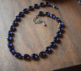 Violet Purple Aurora Crystal Collet Necklace - Medium Oval