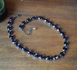 Violet Purple Aurora Crystal Collet Necklace - Medium Oval