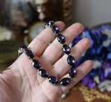 Violet Purple Aurora Crystal Collet Necklace - Medium Oval