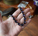 Violet Purple Aurora Crystal Collet Necklace - Medium Oval