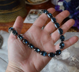 Navy Blue Swarovski Crystal Collet Necklace - Medium Oval