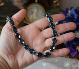 Navy Blue Swarovski Crystal Collet Necklace - Medium Oval