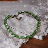 Green Erinite Aurora Crystal Collet Necklace - Medium Oval