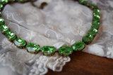 Green Erinite Aurora Crystal Collet Necklace - Medium Oval